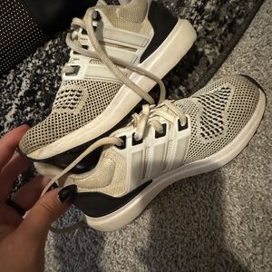 Adidas Cream and Black Running Shoes